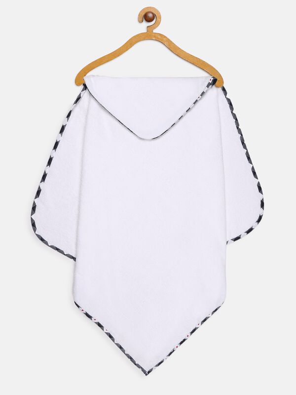 White Terry Towel With Checked Hood image number 0